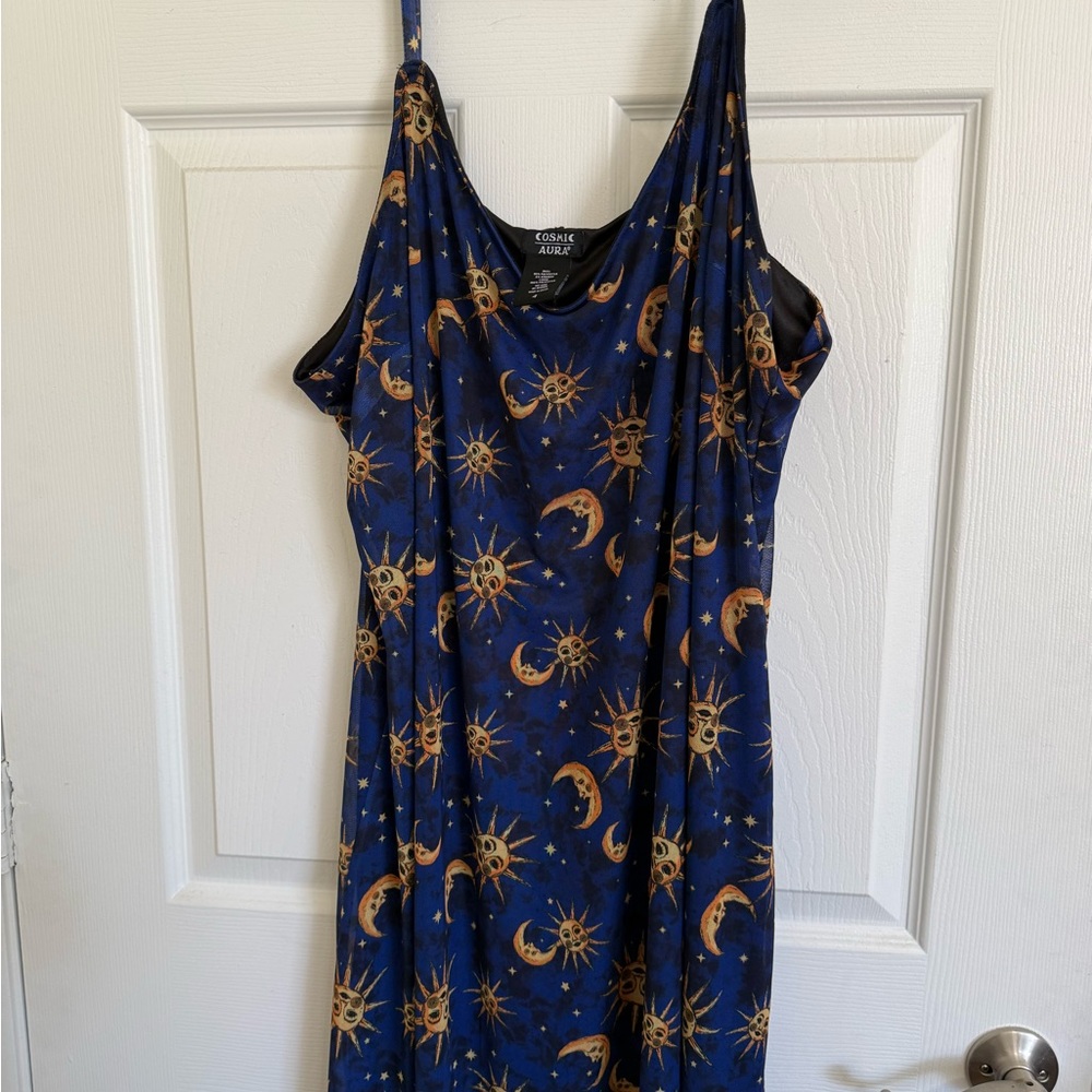 Celestial One Shoulder Dress - Navy and Gold